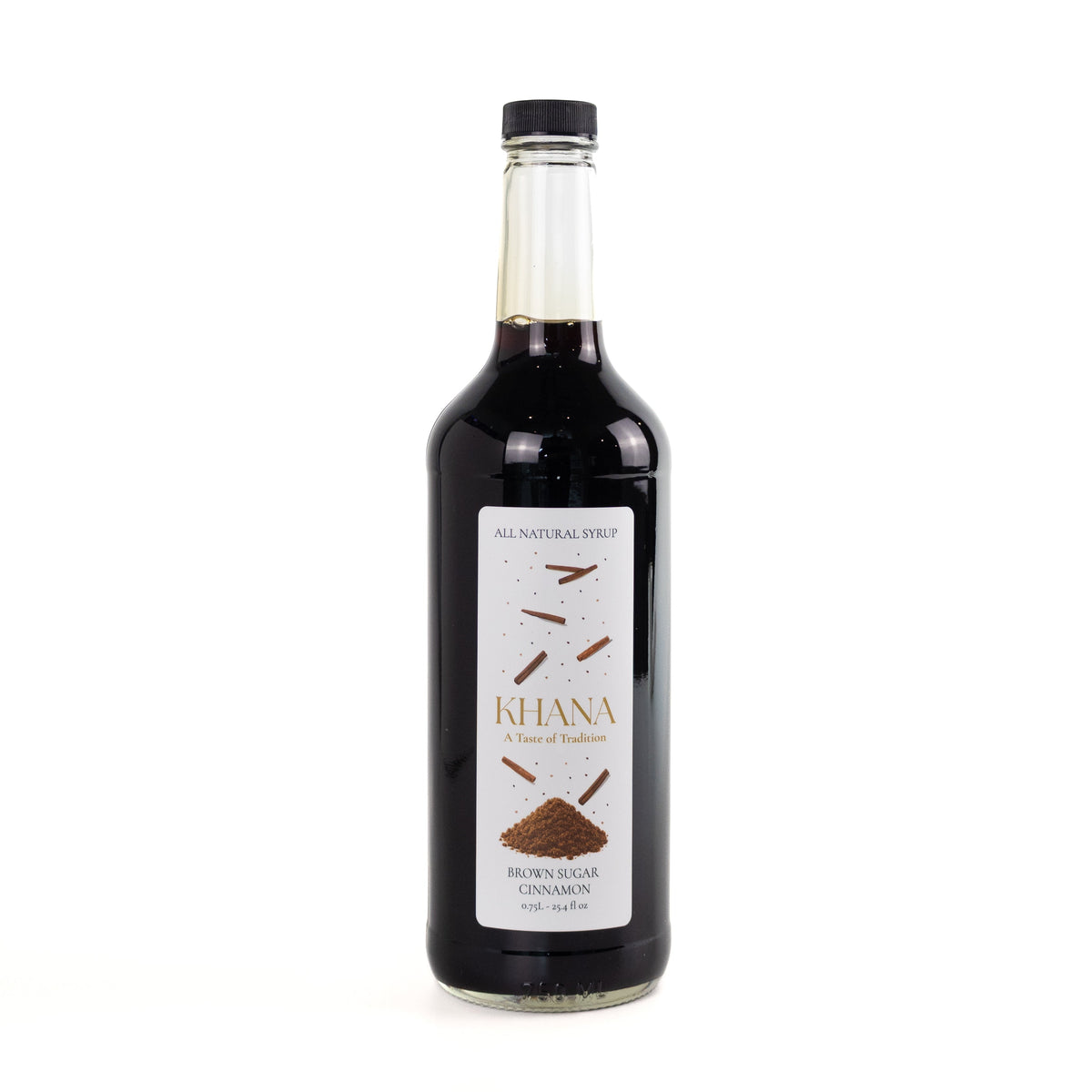 Khana Brown Sugar Cinnamon All-Natural Syrup 750mL bottle, front view