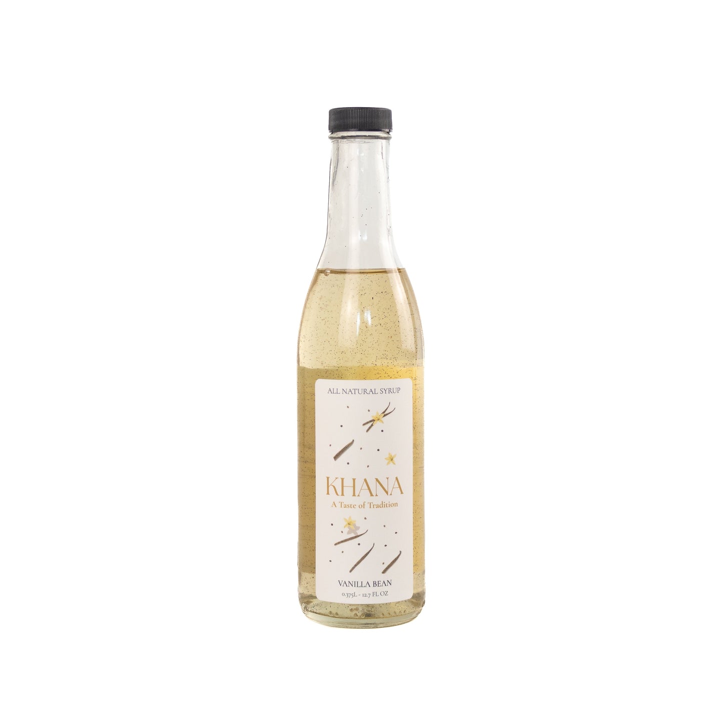 Khana Vanilla Bean All-Natural Syrup 375mL bottle, front view