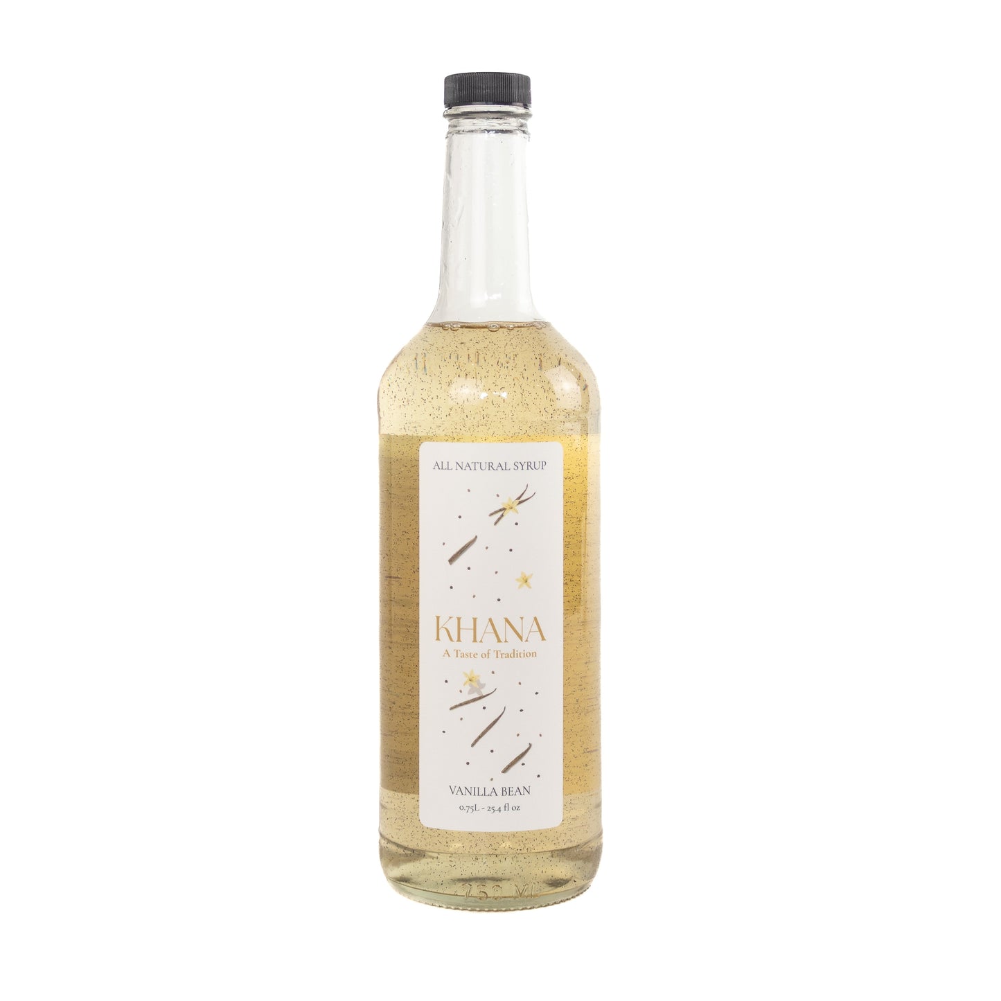 Khana Vanilla Bean All-Natural Syrup 750mL bottle, front view